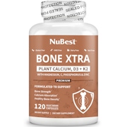 Bone Xtra - Advanced Bone Strength Formula For Adults & Teens, Plant Calcium, Vitamins D3 & K2, Magnesium, Zinc & More, 120 Vegan Capsules